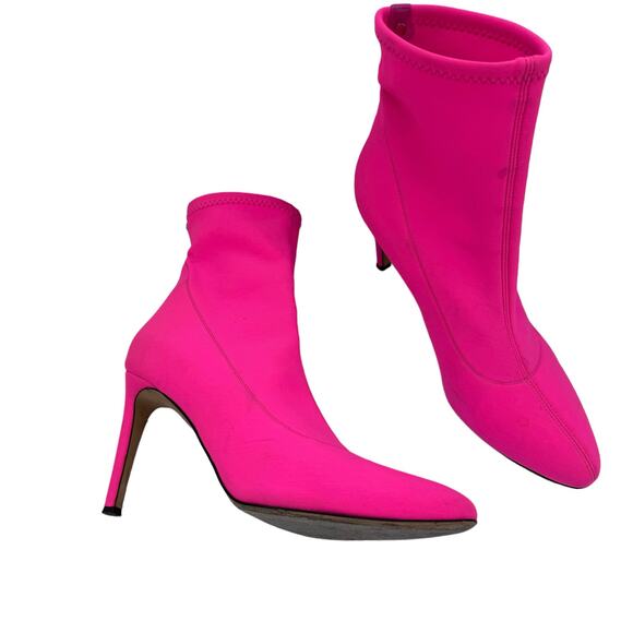 Giuseppe Zanottti Pink Bimba Almond Toe Stretch Fabric Ankle Sock Booties 39